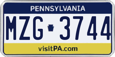 PA license plate MZG3744