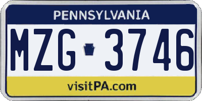 PA license plate MZG3746