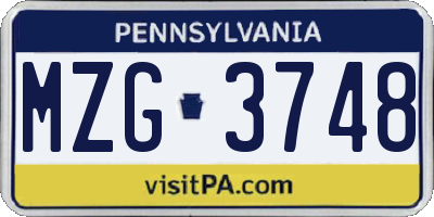 PA license plate MZG3748