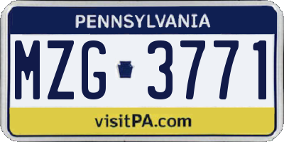 PA license plate MZG3771