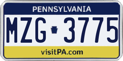 PA license plate MZG3775