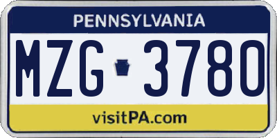 PA license plate MZG3780