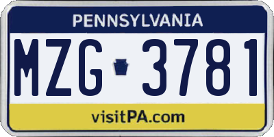 PA license plate MZG3781
