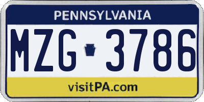 PA license plate MZG3786