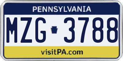 PA license plate MZG3788