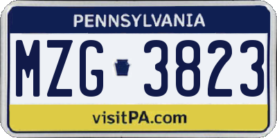 PA license plate MZG3823