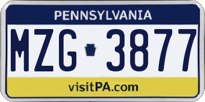 PA license plate MZG3877
