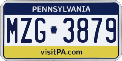PA license plate MZG3879