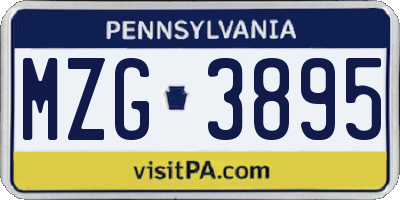 PA license plate MZG3895
