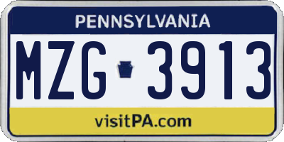 PA license plate MZG3913