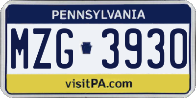 PA license plate MZG3930