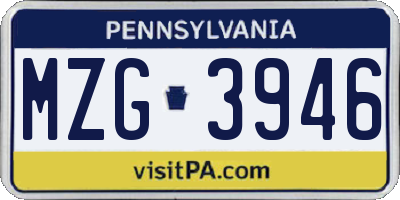 PA license plate MZG3946