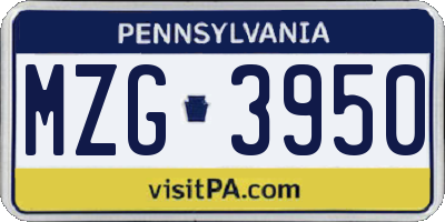 PA license plate MZG3950
