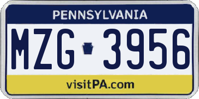 PA license plate MZG3956