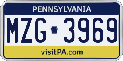 PA license plate MZG3969