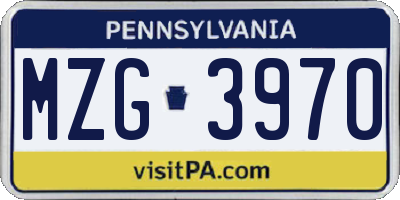 PA license plate MZG3970
