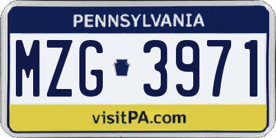 PA license plate MZG3971