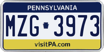 PA license plate MZG3973