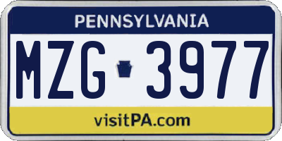 PA license plate MZG3977