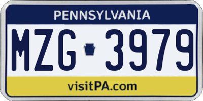 PA license plate MZG3979