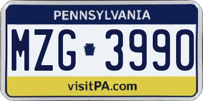 PA license plate MZG3990