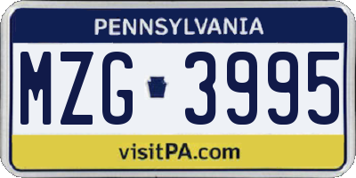 PA license plate MZG3995