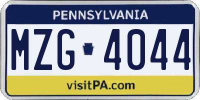 PA license plate MZG4044