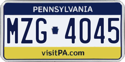 PA license plate MZG4045