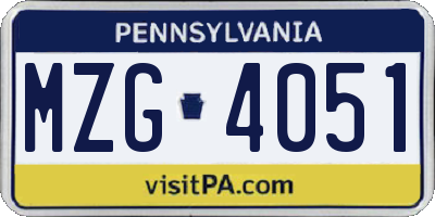PA license plate MZG4051