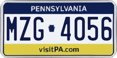 PA license plate MZG4056