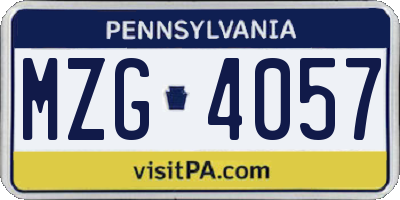 PA license plate MZG4057