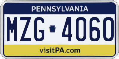 PA license plate MZG4060