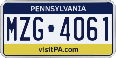 PA license plate MZG4061
