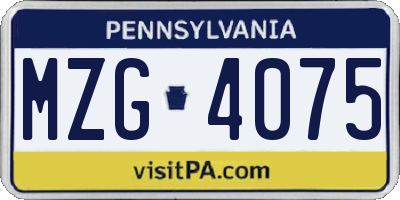 PA license plate MZG4075