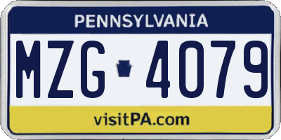 PA license plate MZG4079