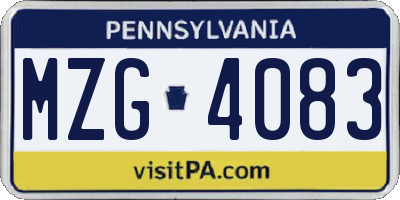 PA license plate MZG4083