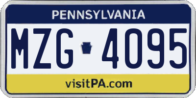 PA license plate MZG4095