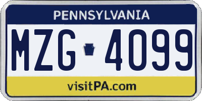 PA license plate MZG4099