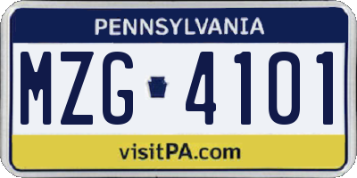 PA license plate MZG4101
