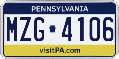 PA license plate MZG4106