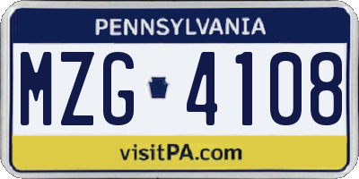 PA license plate MZG4108