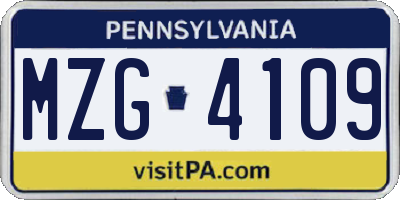 PA license plate MZG4109