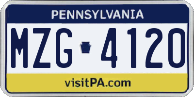 PA license plate MZG4120