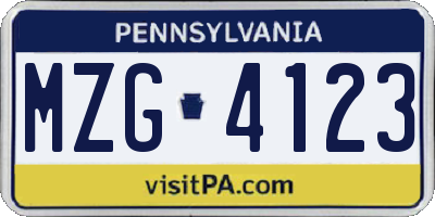 PA license plate MZG4123