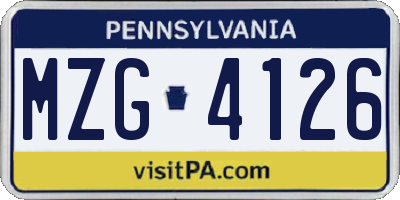 PA license plate MZG4126