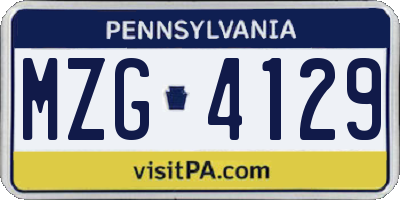 PA license plate MZG4129