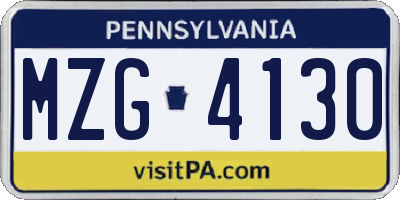 PA license plate MZG4130