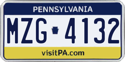 PA license plate MZG4132