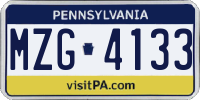 PA license plate MZG4133