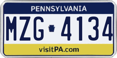 PA license plate MZG4134